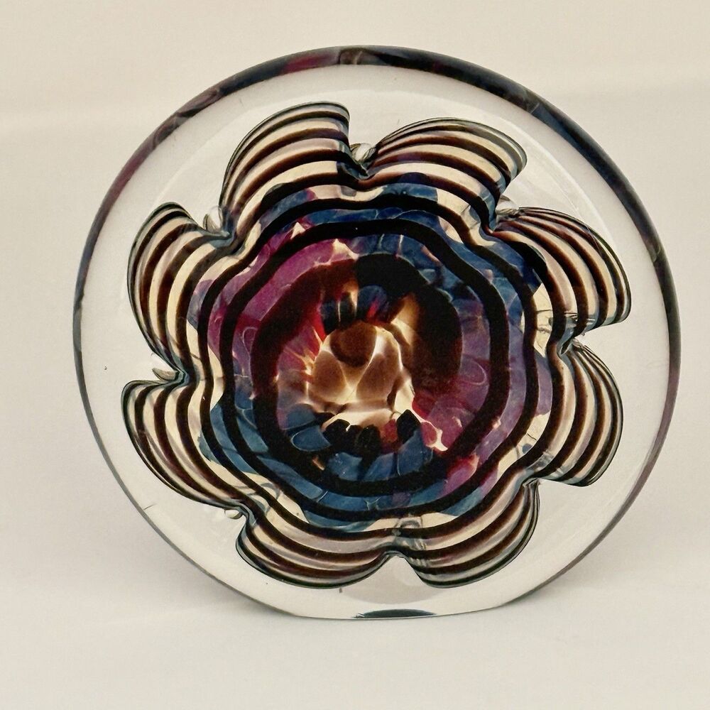 Vintage Signed Michael Nourot F1-56-47-DM Marbrie Art Glass Paperweight